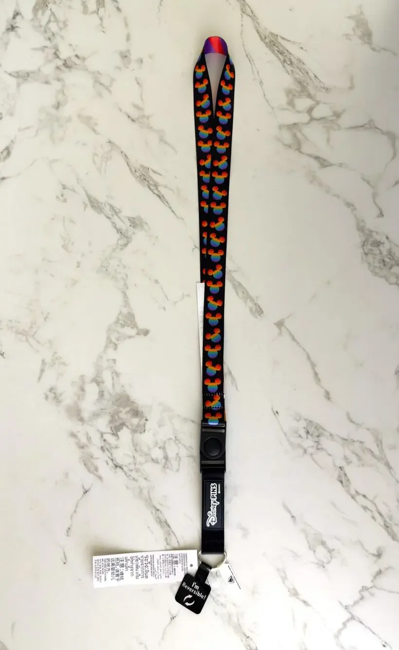 Disney Parks Pride Collection Reversible Pin Trading Lanyard Rainbow Mickey NWT